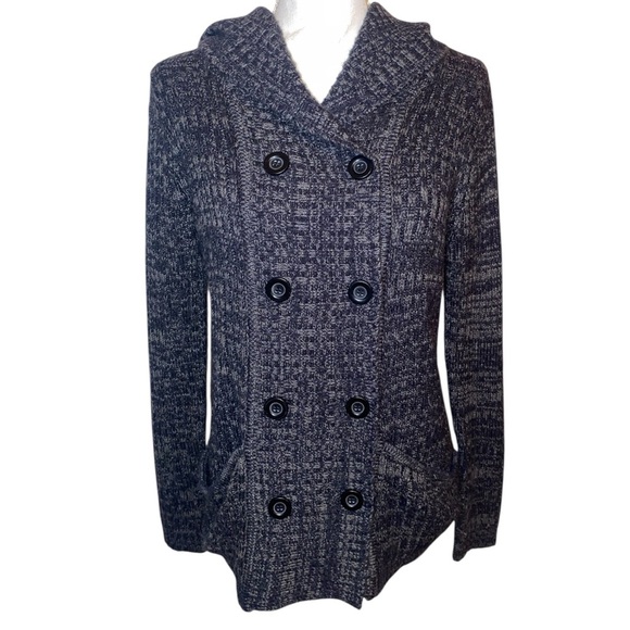 Creazioni Effeci Sweaters - CREAZIONI EFFECI Double Breasted Hooded Sweater Cardigan Black & Gray Size Large